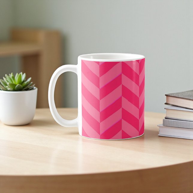 Caneca De Café Chevron Moderno Rosa & Chá (Pink Chevron Modern Tea & Coffee Mug)