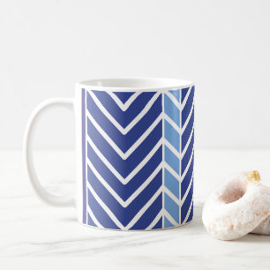 Caneca De Café Chevron - Padrão Azul