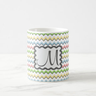 Caneca De Café Chevron Pastel com monograma por Shirley Taylor