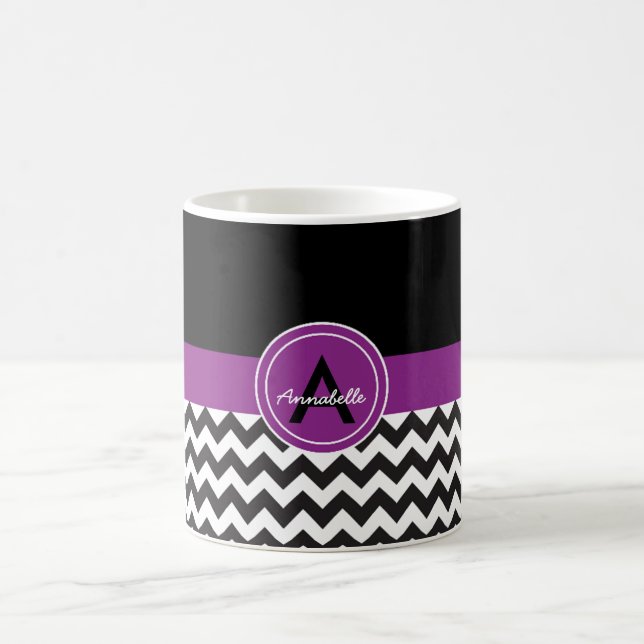 Caneca De Café Chevron roxo preto (Centro)