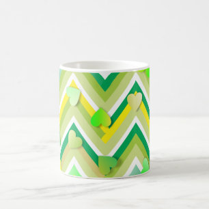 Caneca De Café Chevron Verde E Amarelo