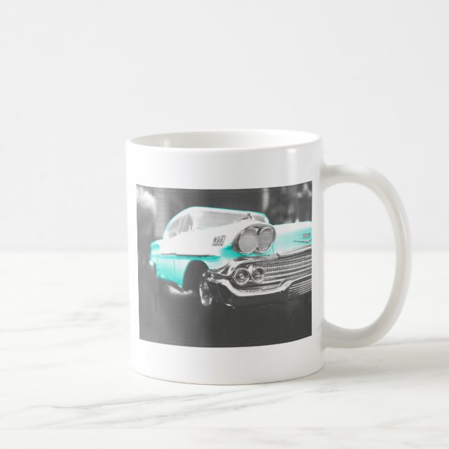 Caneca De Café Chevy impala, carro clássico azul brilhante 1958 (Direita)