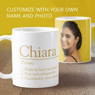 Caneca De Café Chiara name definition custom photo white gold