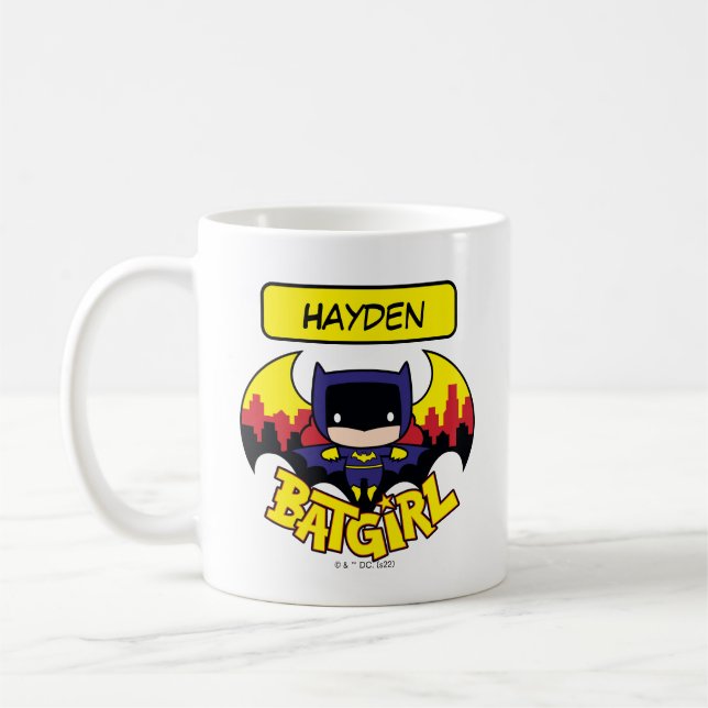 Caneca De Café Chibi Batgirl With Gotham Skyline & Logo (Esquerda)