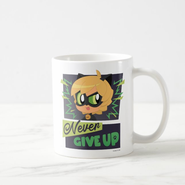 Caneca De Café Chibi Cat Noir Nunca Desiste (Direita)