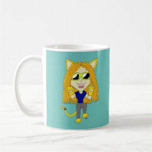 Caneca De Café Chibi Catgirl com patas