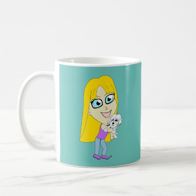 Caneca De Café Chibi com um filhote (Esquerda)