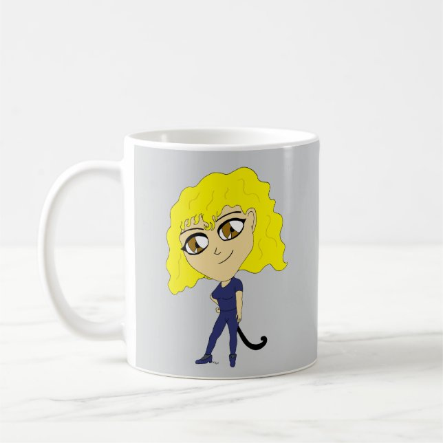 Caneca De Café Chibi com uma cauda de gato (Esquerda)