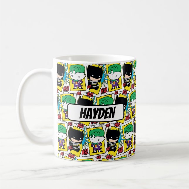 Caneca De Café Chibi Joker and Batman Playing Card Pattern (Esquerda)