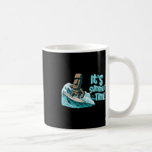 Caneca De Café Chibi Moai Surfing Summer Time Ocean Beach Ocean S