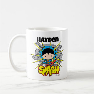 Caneca De Café Chibi Superman Smashing Through Brick Wall
