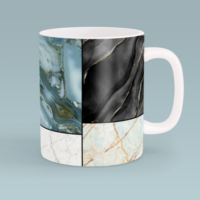 Caneca De Café Chic Black and white gold Marble Abstrato (Criador carregado)