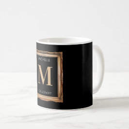 Caneca De Café Chic Black & Dourado Monograma