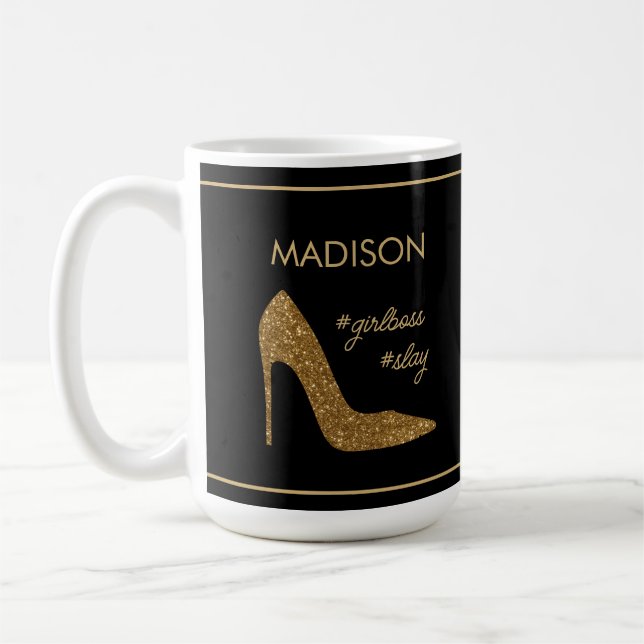 Caneca De Café Chic Black e Dourada Mug (Esquerda)