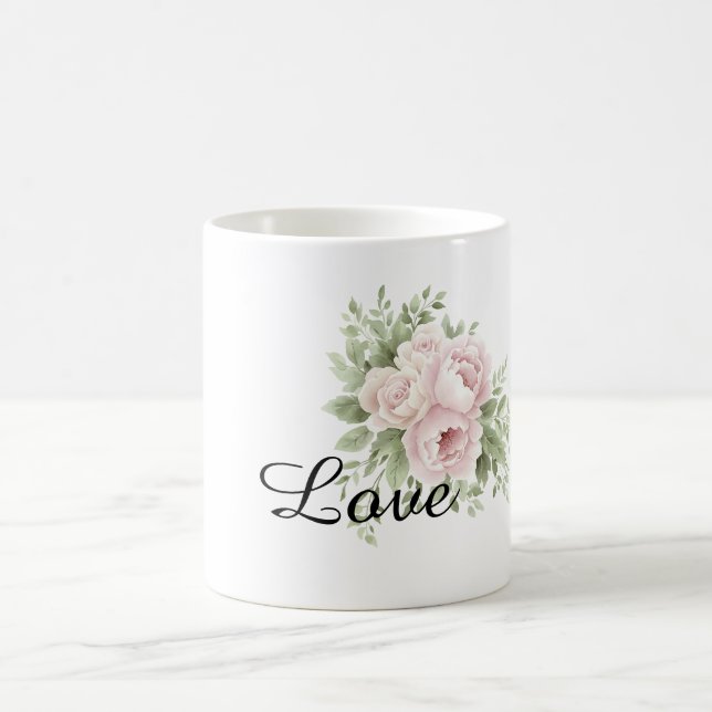 Caneca De Café Chic Blush Pink Floral (Centro)