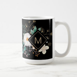 Caneca De Café Chic Botânico Monograma De Café