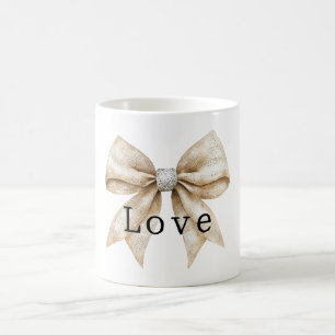 Caneca De Café Chic Cream White Silver Glam Arco Love