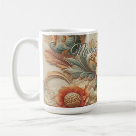 Caneca De Café Chic, Cremes Elegantes e textura de flor de couro