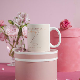 Caneca De Café Chic de Arte de Linha de Pêssego Mínimo Leve