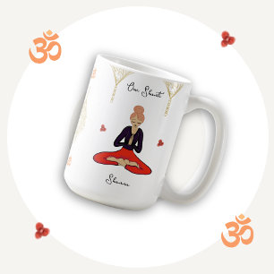 Caneca De Café Chic e Única, Atenciosa Garota de Yoga Om Shanti 