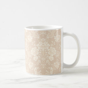 Caneca De Café Chic Floral Romântico Damasco-Creme