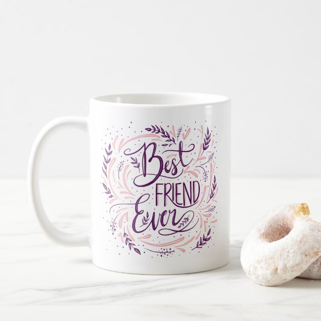 Caneca De Café Chic Hand - Letra Melhor Amigo Já Personalizado (Com Donut)