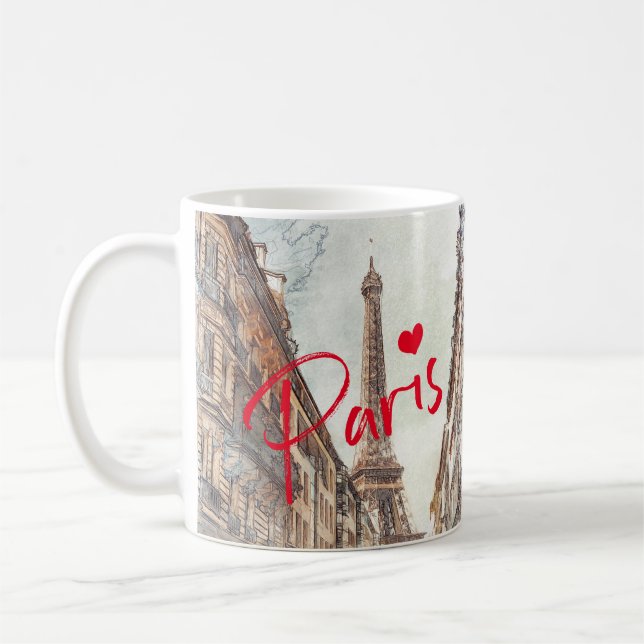 Caneca De Café Chic I Love Paris | Torre Eiffel (Esquerda)