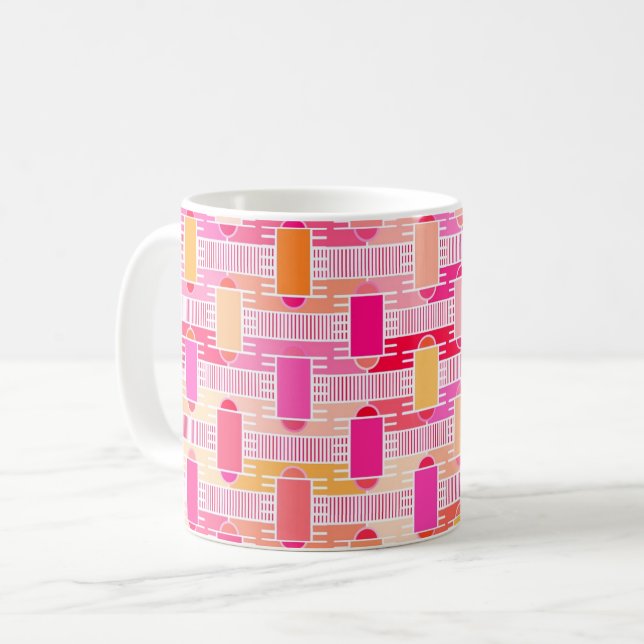 Caneca De Café Chic industrial Art Deco - rosa, pêssego, ouro (Frente Esquerda)