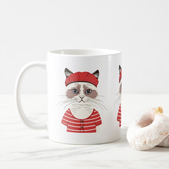 Caneca De Café Chic Parisiense Cat Mug (Com Donut)
