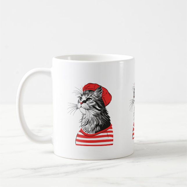 Caneca De Café Chic Parisiense Cat Mug (Esquerda)