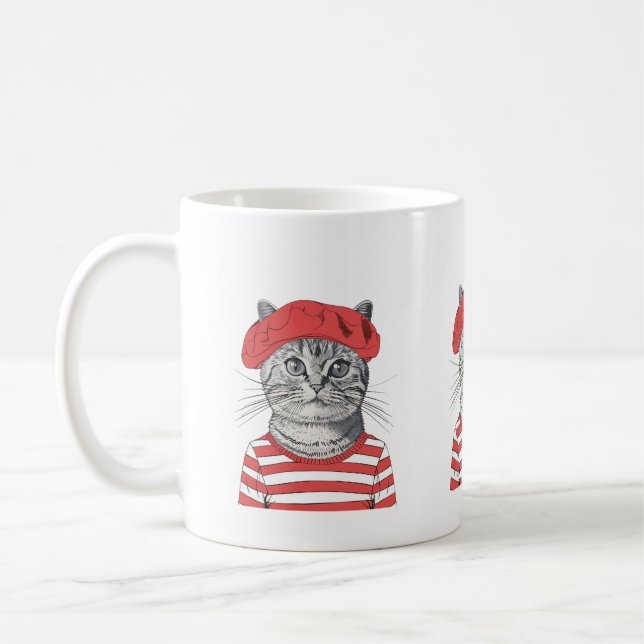 Caneca De Café Chic Parisiense Cat Mug (Esquerda)