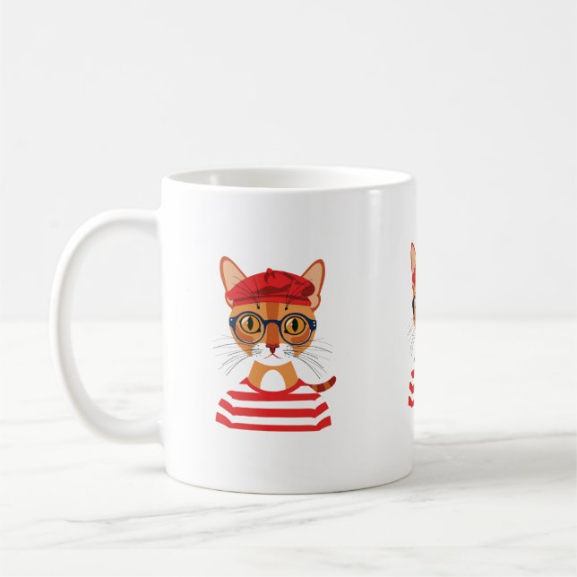 Caneca De Café Chic Parisiense Cat Mug (Esquerda)