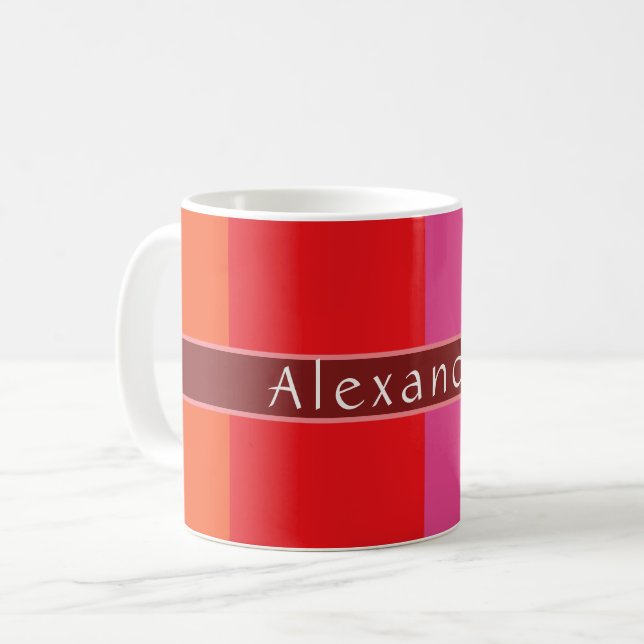 Caneca De Café Chic Personalizado Striped (Frente Esquerda)