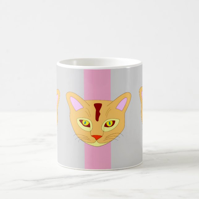 Caneca De Café Chic Siamese Cat Design Pink Gray Coffee Mug (Centro)