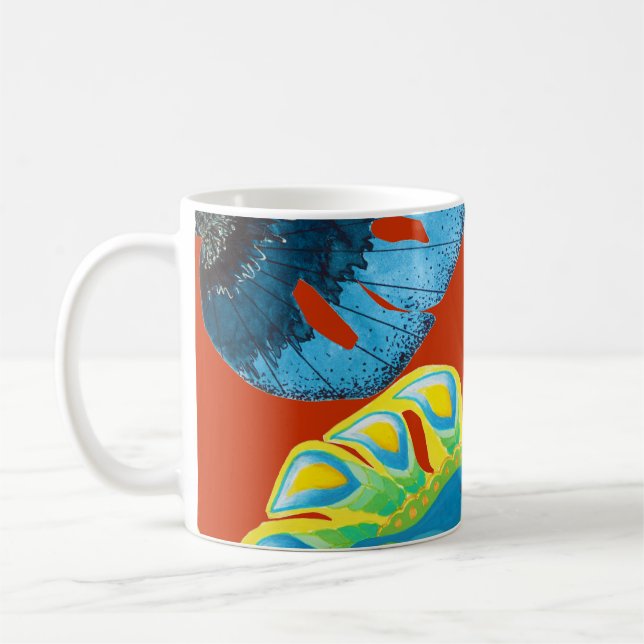 Caneca De Café Chic Tropical: Padrão De Folha Sem Perfeição. (Esquerda)