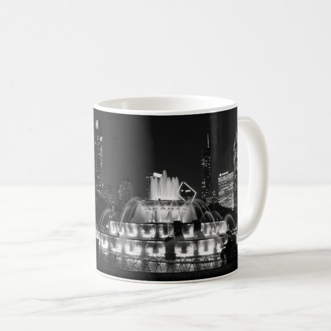 Caneca De Café Chicago Grant Park Coffee Mug em Escala de Cinza (Frente Esquerda)