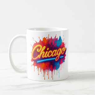Caneca De Café Chicago Neon Street Art Splash