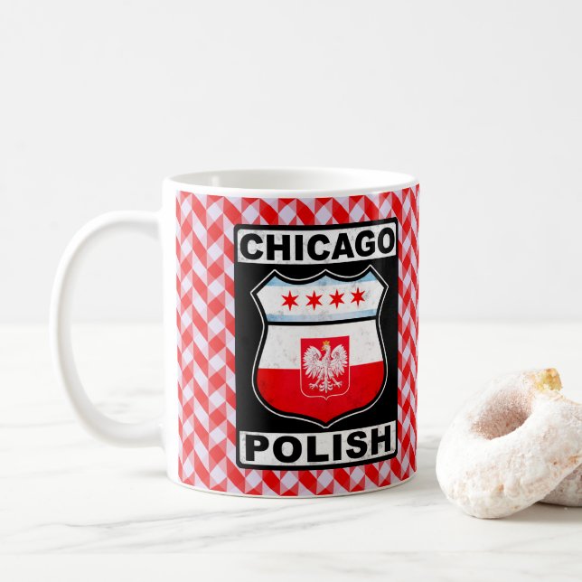 Caneca De Café Chicago Polonês Americano (Com Donut)