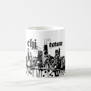 Caneca De Café Chicago "qui-cidade" pôr sobre para sua cidade