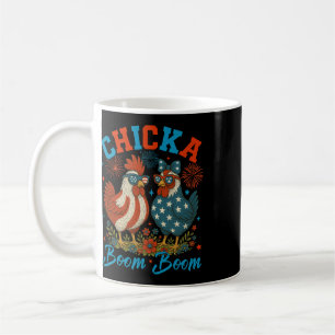 Caneca De Café Chicka Boom Boom Frango Patriótico Engraçado 4 De 