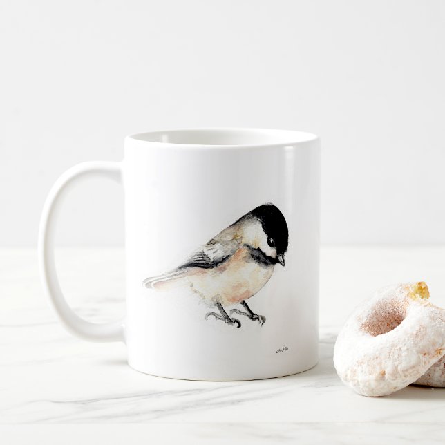 Caneca De Café Chickadee Watercolor Art Coffee Mug (Chickadee Watercolor Art Coffee Mug from Jenn's Emporium. )
