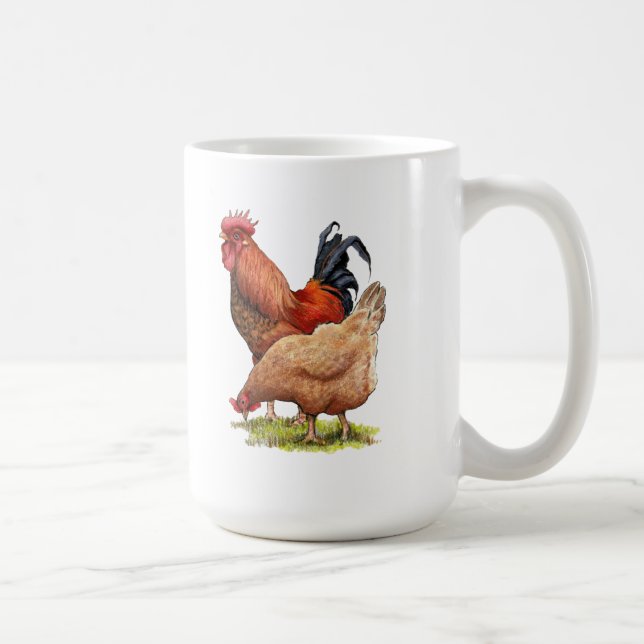 Caneca De Café Chicken And Rooster Art, Poultry, Farm Animals (Direita)