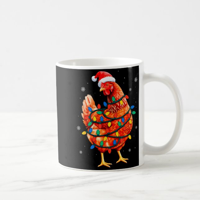 Caneca De Café Chicken Christmas Tree Lights Farm Animal Santa Xm (Direita)