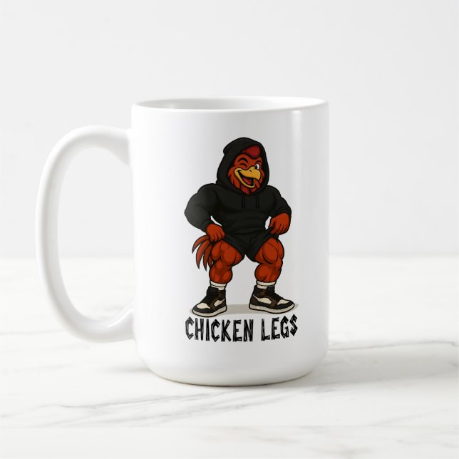 Caneca De Café Chicken Legs – Funny Jacked Chicken Gym Workout (Esquerda)