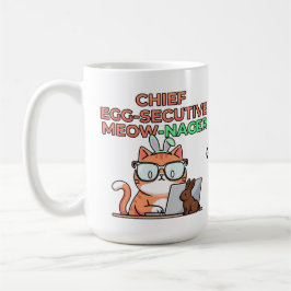 Caneca De Café Chief Egg-secutive Meow-Nager Funny Easter Cat 