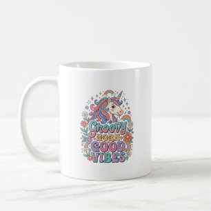 Caneca De Café Chifre Groovy Unicórnio Boas Vibrações Encantador 