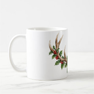 Caneca De Café Chifres de Veado da Floresta com Bagas de Azevinho