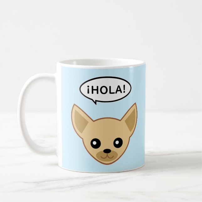 Caneca De Café Chihuahua Diz ¡Hola! (Esquerda)
