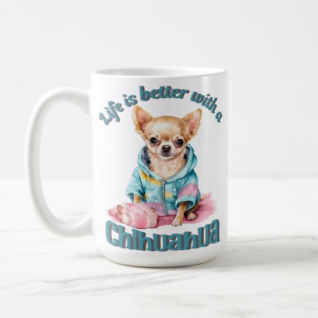 Caneca De Café Chihuahua Dog Lover Coffee Mug Personalizado (Esquerda)
