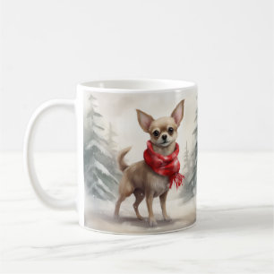 Caneca De Café Chihuahua Dog no Natal da Neve